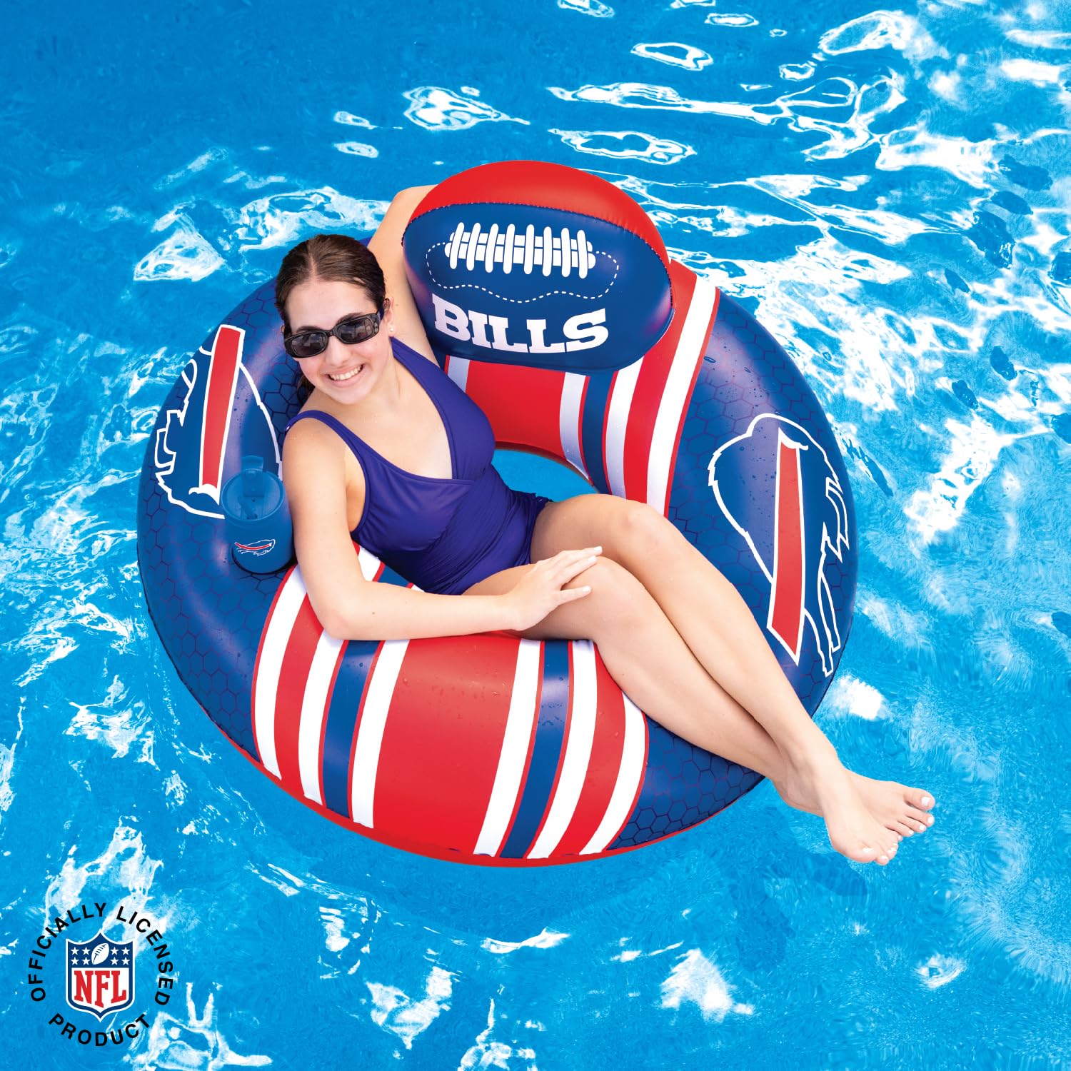BigMouth Buffalo Bills 42” Inflatable Pool Floats Officially Licensed NFL Fan Gear Merchandise Back Support Inner Tube for Adults and Teens
