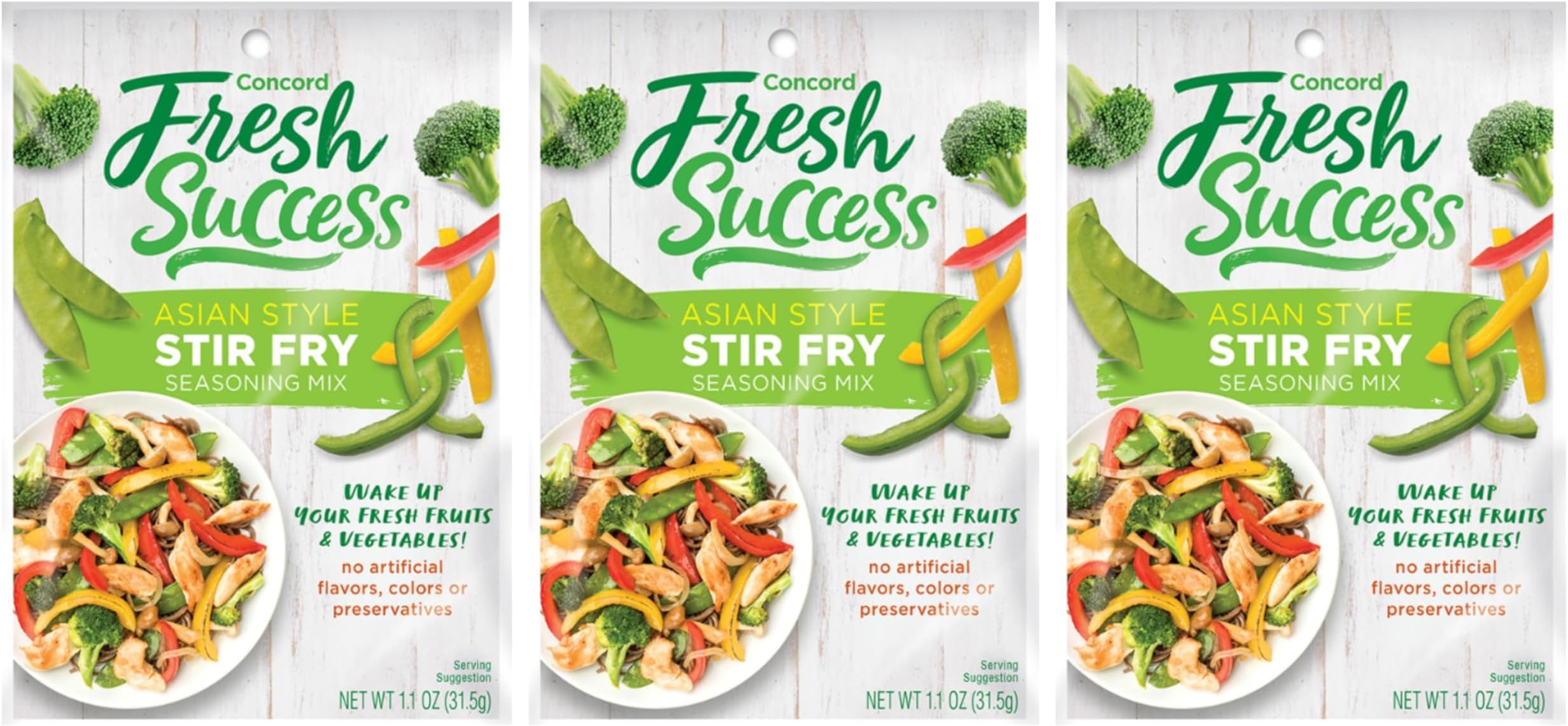 Concord Foods Asian Style Stir Fry Seasoning Mix - Quick & Easy Flavorful Stir Fry for Meat & Mixed Vegetables - Enhance Your Meals with Exotic Spices & Natural Flavors - 1.1 oz pouch (Pack of 3)