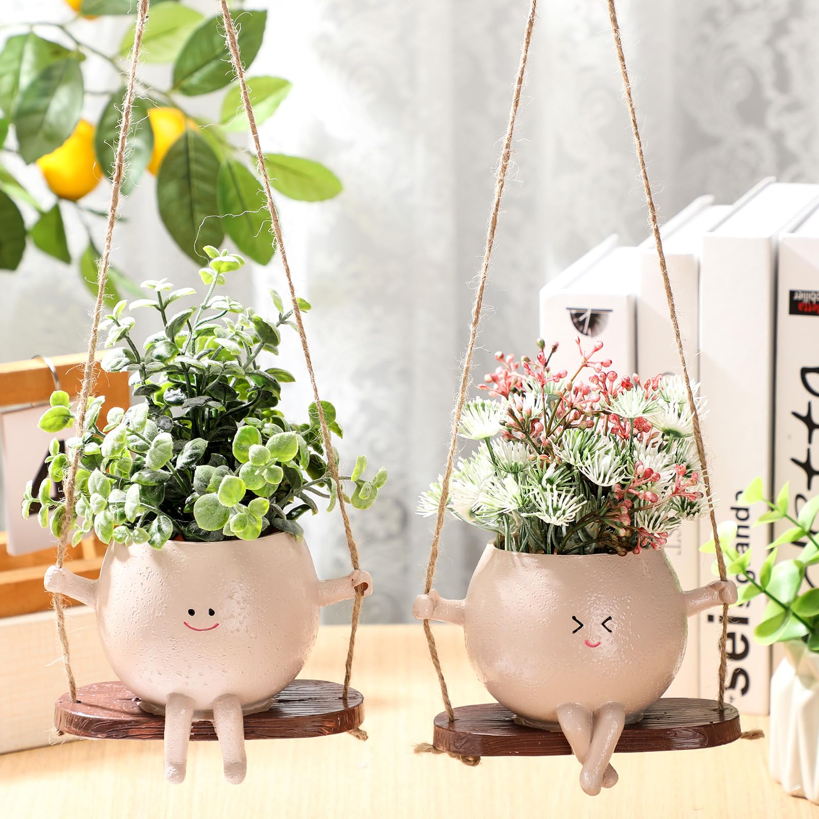 Amazon.co.jp: Suclain 2ピース スイングプランターポット 屋内 屋外