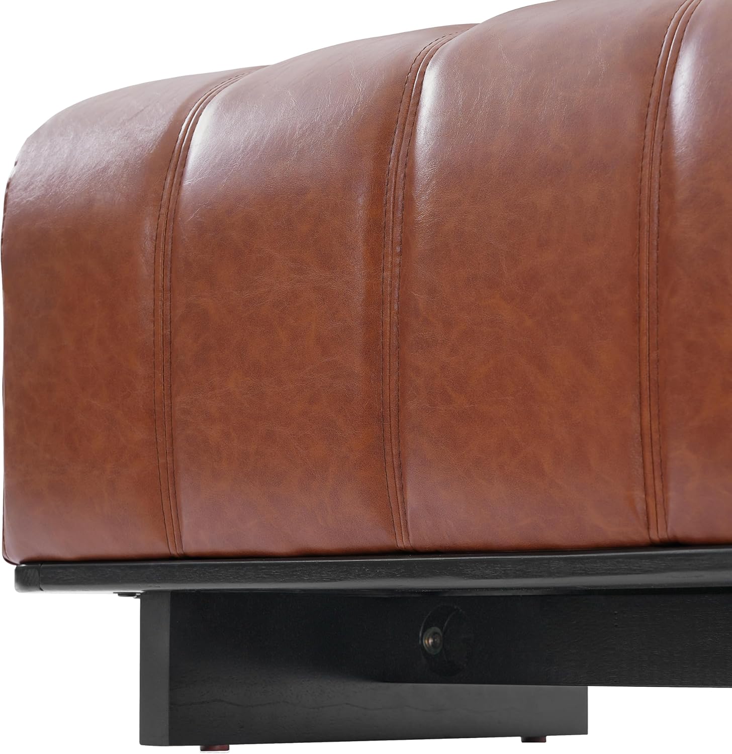 Merax 63.62” Indoor Dining Bench, PU Fabric Bench with Rubber Wood Legs, 250lbs, Comfortable Seating for Dining Room/Living Area, Brown