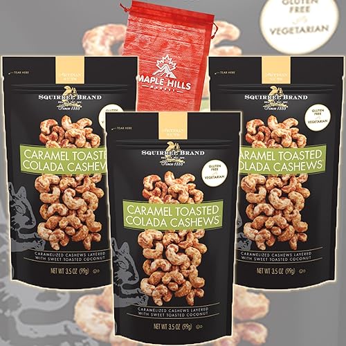 Miniatura 2 de Squirrel Brand Nuts - Paquete de 3 bolsas selladas individualmente de anacardos de colada tostados de caramelo de la marca Squirrel - Sin gluten,