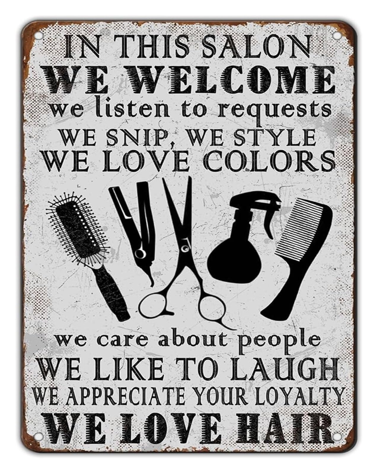 FNYUVNFAF Retro Hairdresser Sign Metal Tin Salon Barber Shop Wall-Art for Themed Room or Shop Decor 8 X 12 in