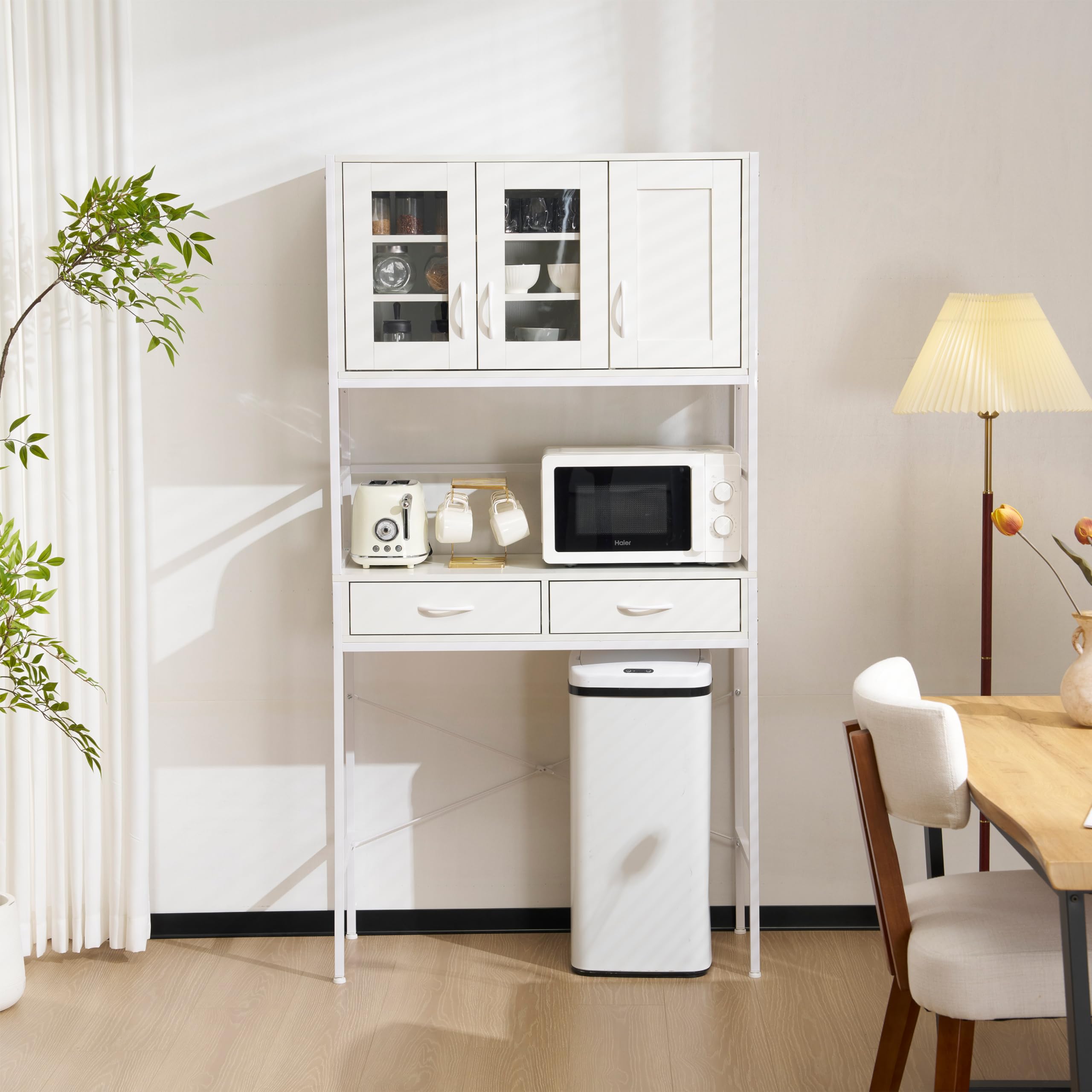 Amazon｜食器棚 キッチン収納 キッチンボード 収納棚 引き出し付き