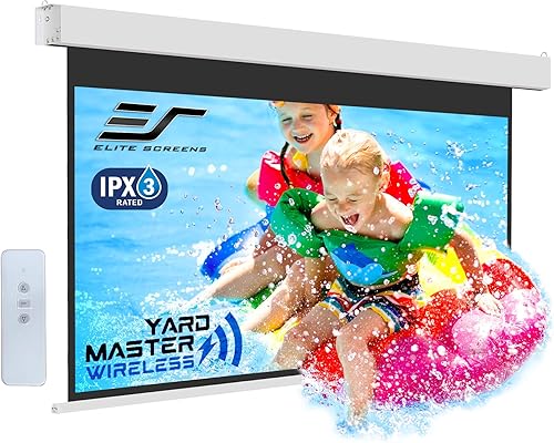 Elite Screens Yard Master Wireless, 125 pulgadas Diag. Pantalla de proyector motorizada para exteriores 169, batería de iones de litio recargable disponible en Yaxa Mexico
