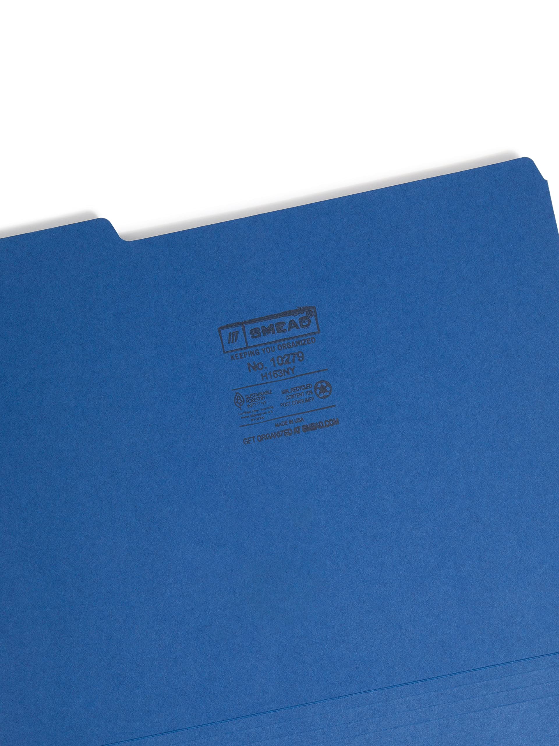 Smead File Folders 1/3 Cut Letter Navy (100) Plástico Azul archivo - archivos (Plástico, Azul, Carta, 295,3 mm, 233 mm)