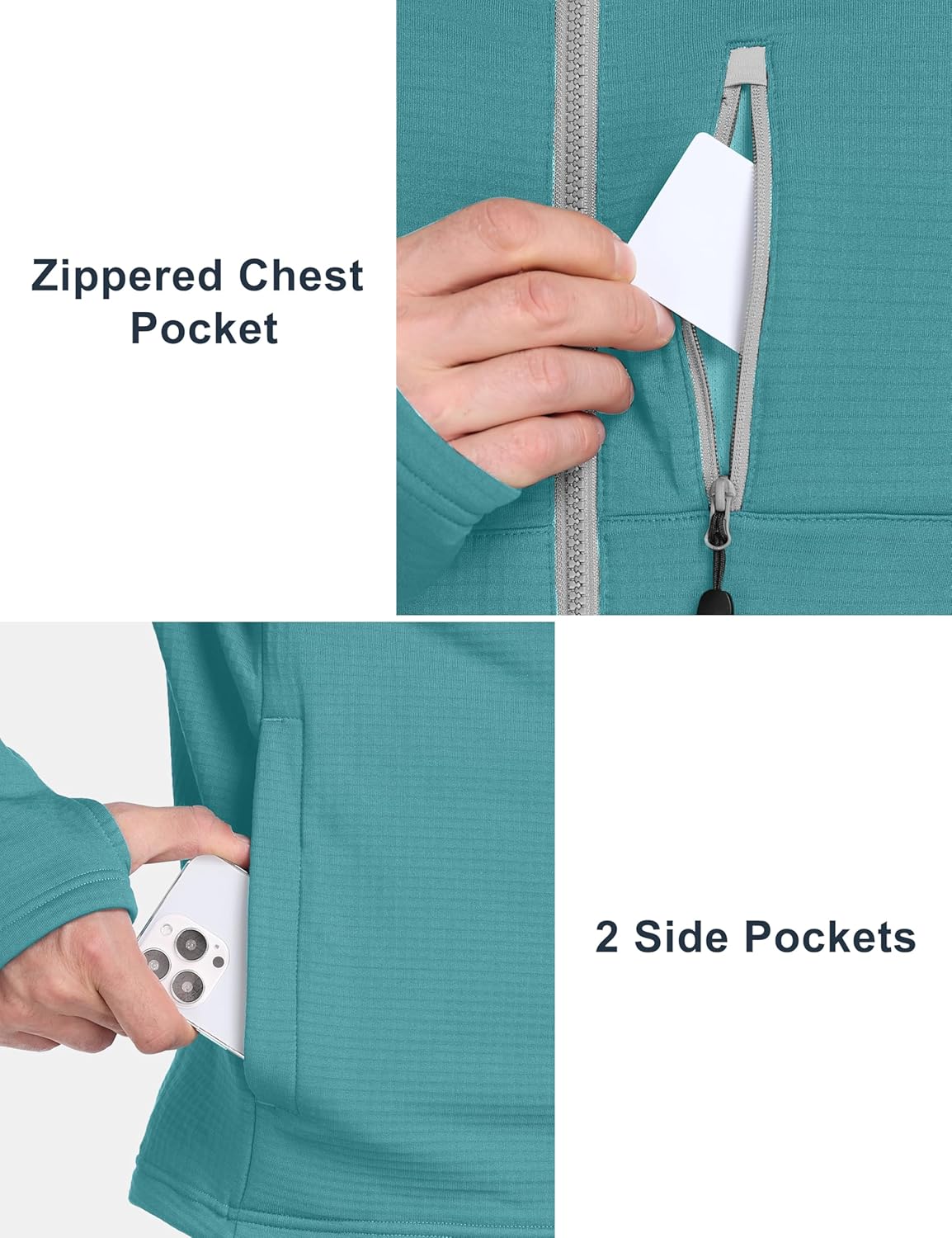 Little Donkey Andy Men's Winter Lightweight Warm Fleece Running Jacket Breathable Hooded Thermal Jacket with Thumb Holes - Image 6