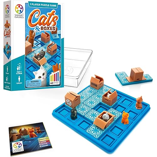 SmartGames Cats & Boxes Logic Puzzle Game with 60 Challenges for Ages 7+