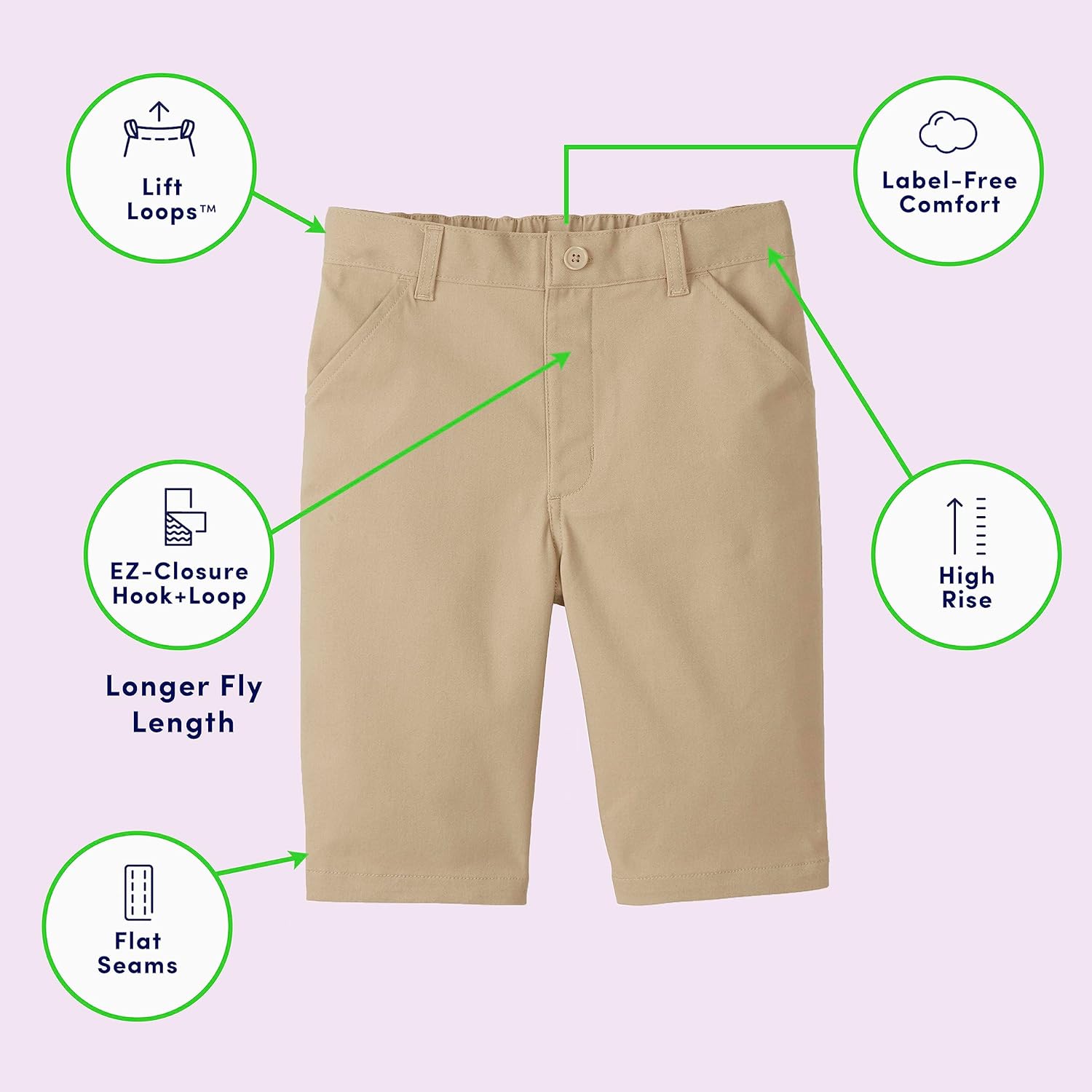 French Toast Girls Adaptive Bermuda Shorts with Hook and Loop Closure - Image 3