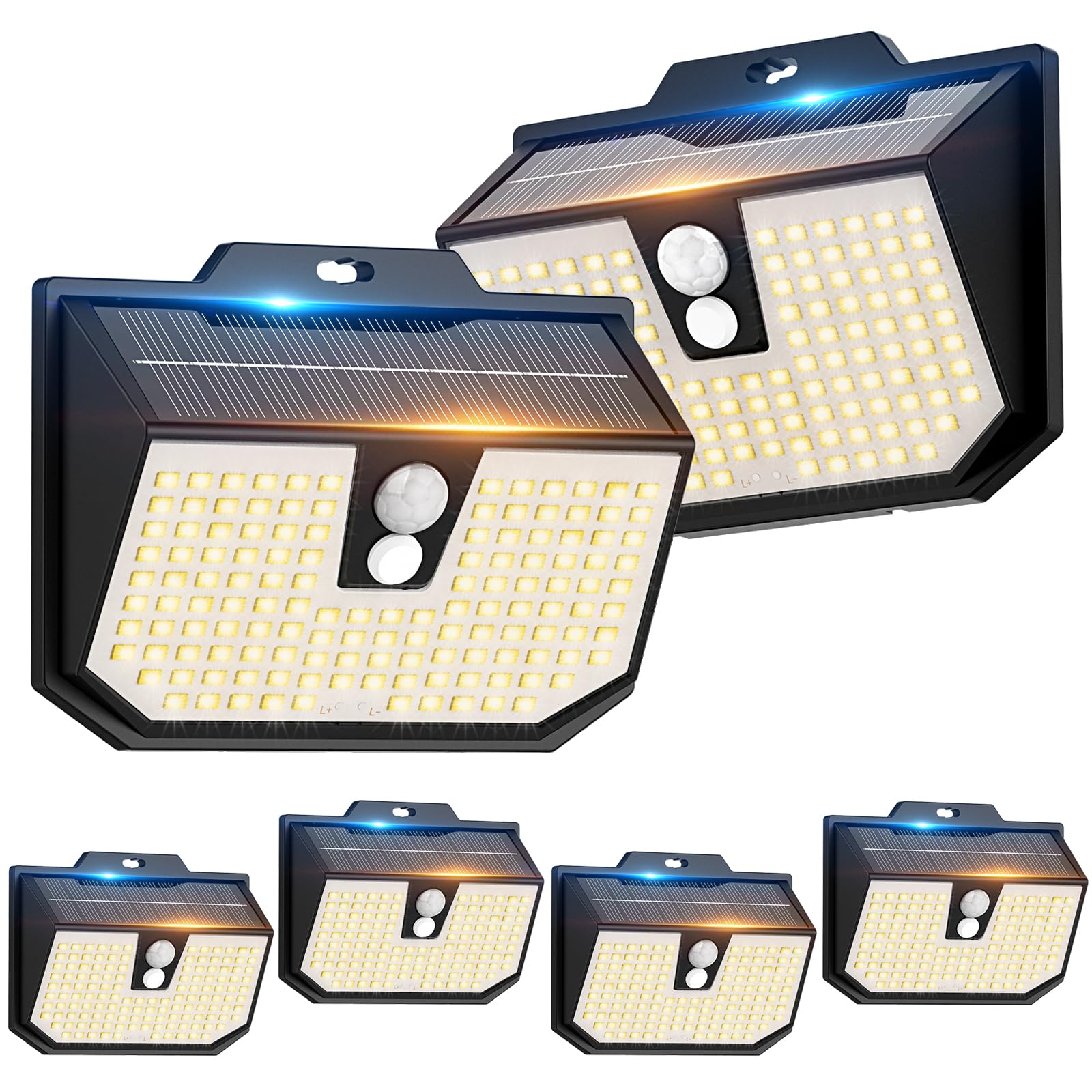 Yolsunes 6 Pack Outdoor Solar Lights Motion Sensor, Solar Security Fence Wall Lights 3 Modes, 132 LED Garden Lights Solar Powered Waterproof IP65 for Outside Front Door Yard Garage Cool White 6000K