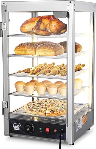 WeChef Calentador de alimentos comercial de 5 niveles de 15 pulgadas, 600 W, vitrina de pizza para alimentos, camión, tienda de alimentos,