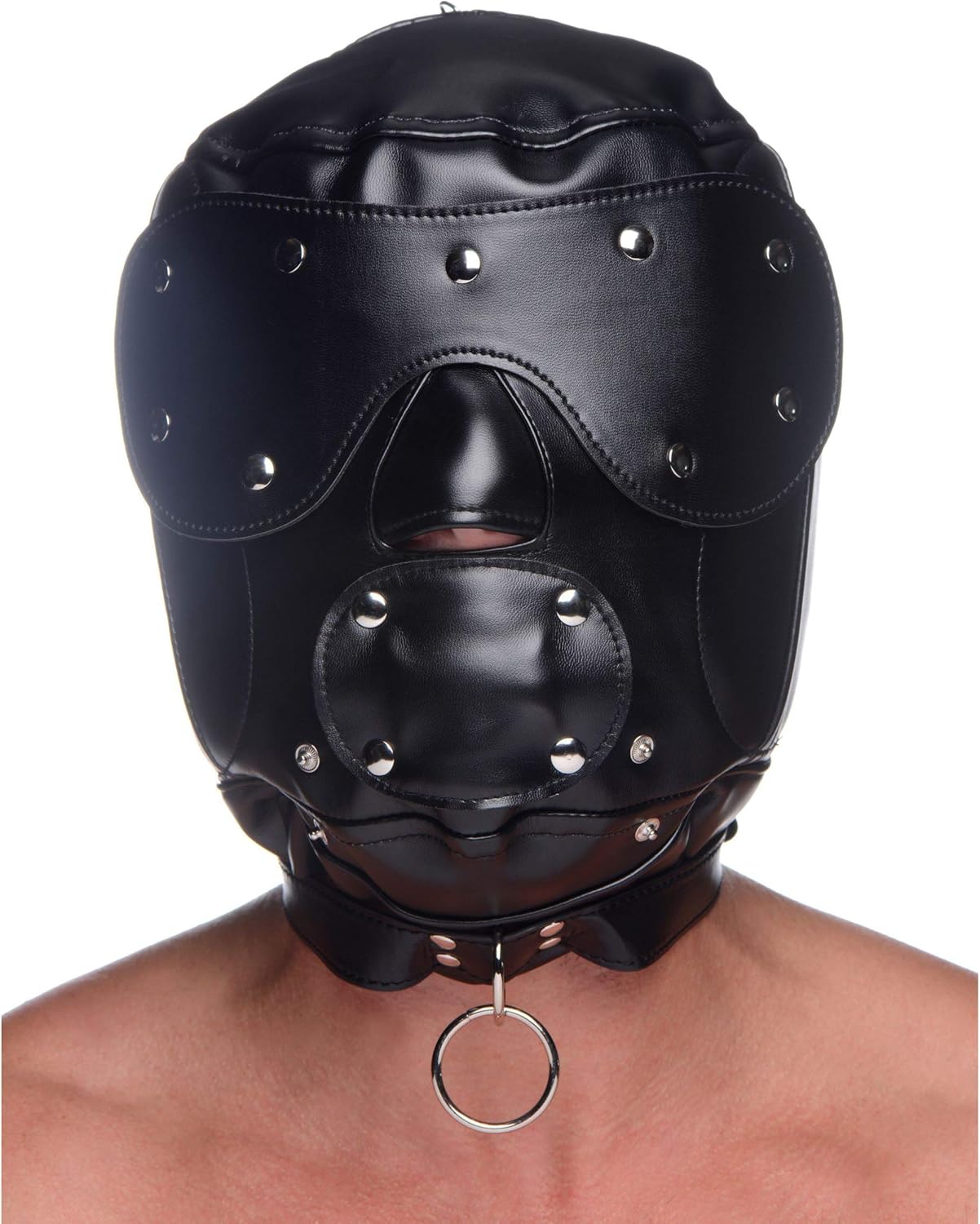 Muzzled Universal BDSM Hood with Removable Muzzle