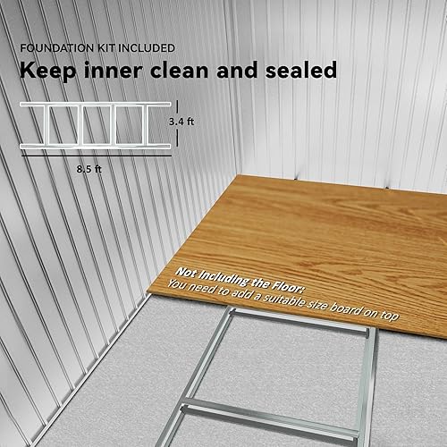 Miniatura 5 de Outsunny - Cobertizo de herramientas de jardín para exteriores, 9 x 6 pies, con puertas corredizas dobles, 4 rejillas de ventilación y marco de