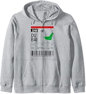 Board Ticket Boarding Pass Dubai Airport Flight Passenger Zip Hoodie
