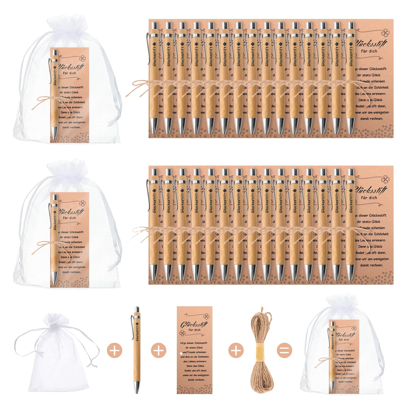 GADITIEK 30 Sets Gastgeschenke Hochzeit Holz Kugelschreiber Geschenke für Kollegen Dankeschön Glücksstift Gastgeschenke Geburtstag Geschenkset für Hochzeit Kommunion Taufe Geburtstag Geschenk