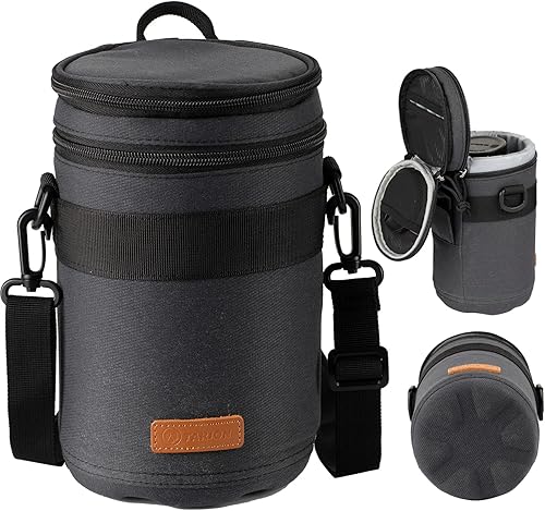 Vista 14 de TARION Funda rígida para lente de cámara profesional, bolsa acolchada para lente de cámara, bolsa de transporte para lente DSLR SLR, a prueba