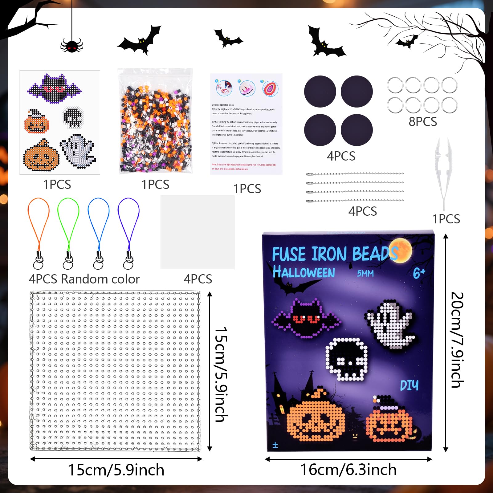 Higtok Perles à Repasser Set, 4300 Perles De 5mm, 24 Couleurs Avec Boîte De Rangement, Plaque Perle Papier à Repasser, Accessoires, Décoration DIY De Bijoux, Cadeau Anniversaire Pour Garçon Filles