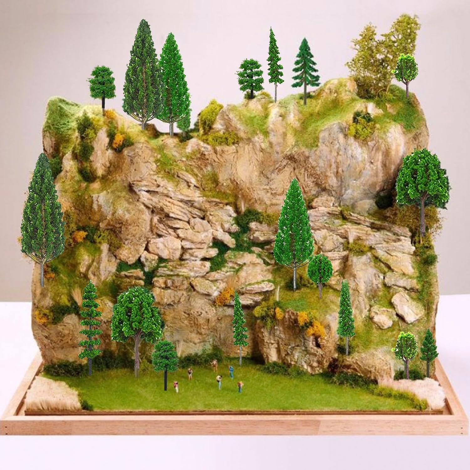 32PCS Model Trees Mixed Miniature Trees Model Tree Train Trees Railroad Scenery Diorama Tree Architecture Trees Fake Trees for Building Model DIY Crafts Diorama Scenery Landscape, Natural Green - Image 4