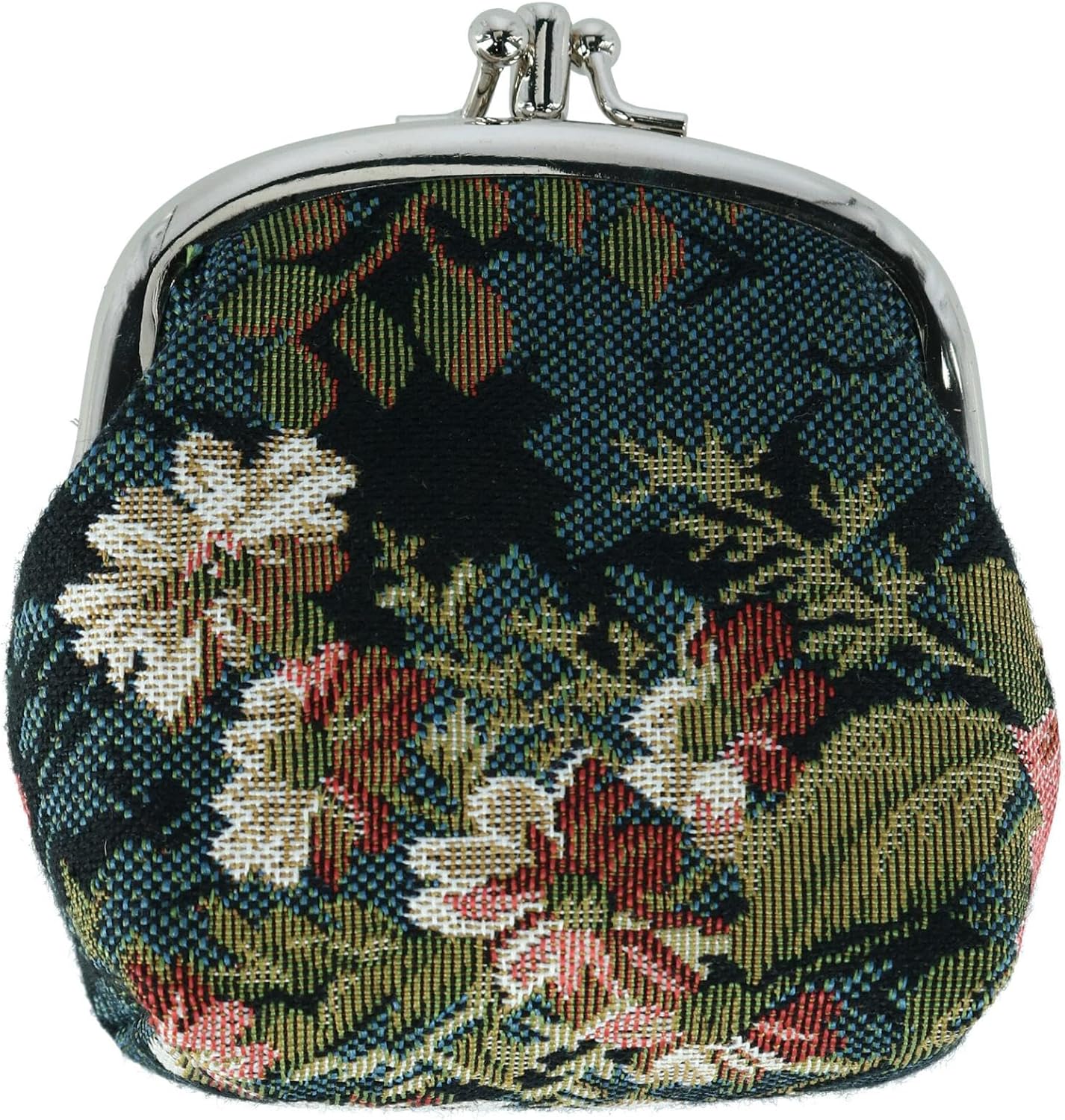 CTM Women's Floral Print Tapestry Coin Purse Wallet, Blue