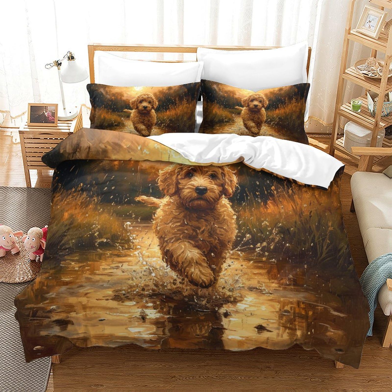 Parure de lit chien 3D Tuk Tuk en microfibre avec housse de couette Super King 260x220cm