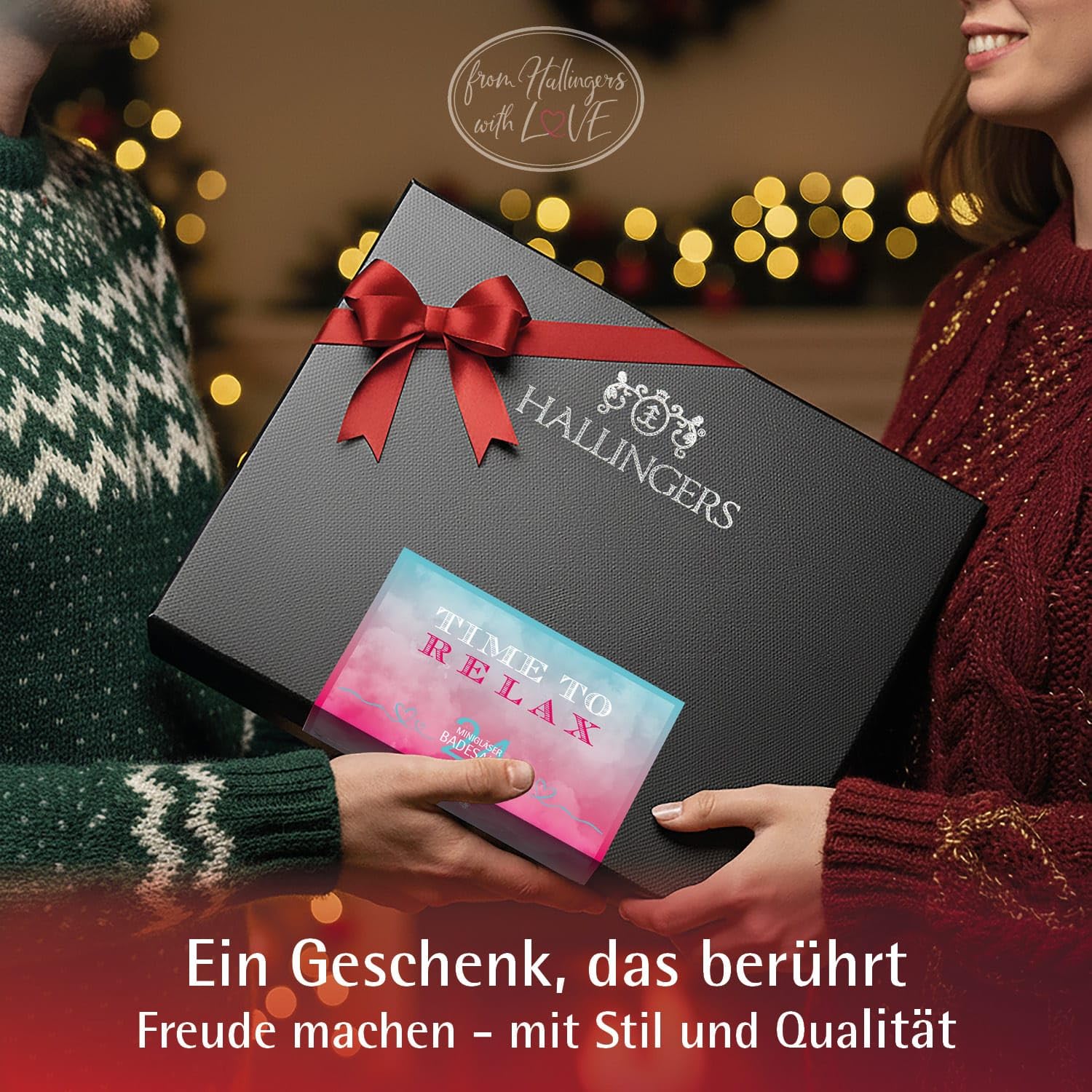 Hallingers Genuss Manufaktur Badesalze Geschenk-Set - 24x Badezusatz mit Totes Meer Badesalz edle Geschenkbox, Badekristalle Fußbad & Spa "Time to Relax", Geschenkidee für Frauen Männer