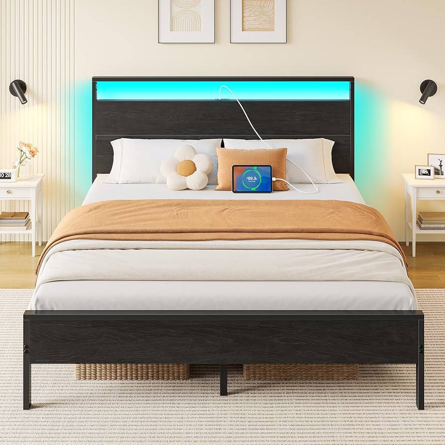 Amazon.com: Rolanstar Queen Bed Frame with Headboard, Bed