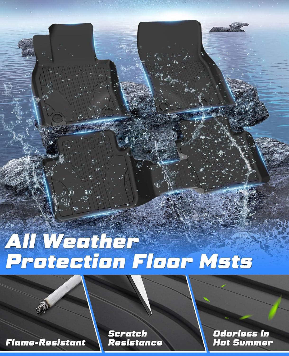 Floor Mats for 2023 2024 2025 2026 Mazda CX-50 All Weather Automotive Floor Liners 1st&2nd Row Full Set Car Mats for 2025 Mazda CX-50 Accessories Black