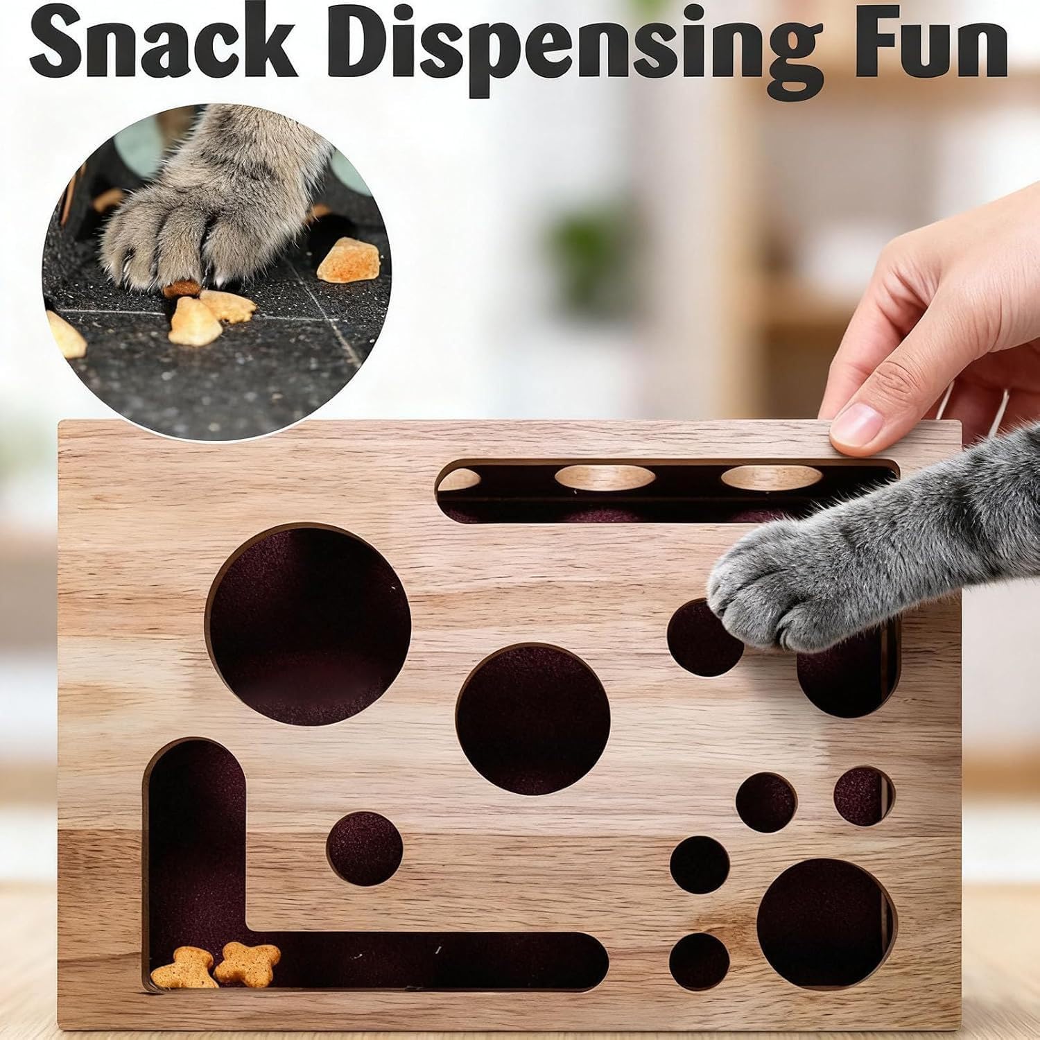 Scatola per lima per unghie per gatti, giocattolo puzzle interattivo per gatti da interni, tampone e mangiatoia, giocattolo tagliaunghie per gattini, gioco divertente per animali domestici