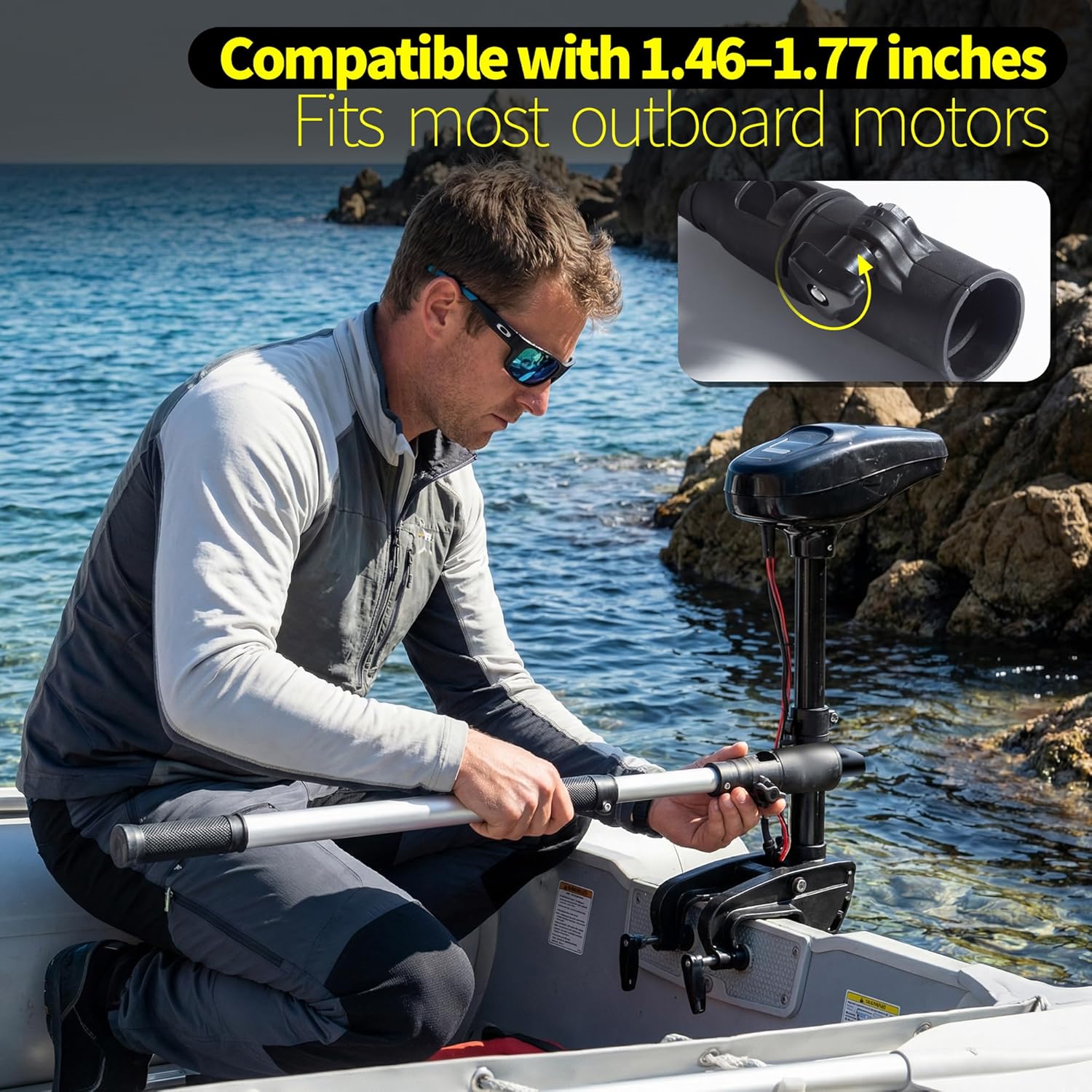 THOUSANDSUNNY Extendable Tiller Handle Extension for Outboard, Aluminum 24" - 40" Adjustable Length Boats Tiller Extension Suitable for Saltwater Environments