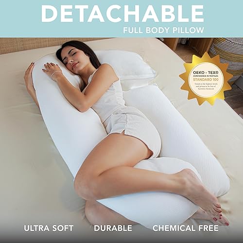 Miniatura 2 de PharMeDoc - Almohada de embarazo en forma de U cuerpo completo y soporte de maternidad para espalda caderas piernas vientre y mujeres embarazadas