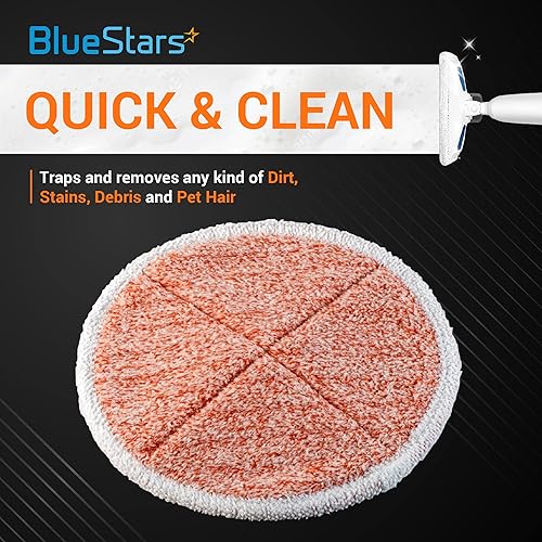 Miniatura 10 de Blue Stars - 4 paquetes de almohadillas para trapeador de piso duro Bissell 2124 2039A (2 suaves + 2 fregados) por Blue Stars, almohadillas lavables