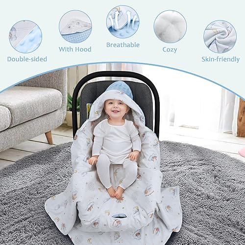 Miniatura 3 de amo nenes Manta de asiento de automóvil para bebés, manta de asiento de automóvil de Minky Dot, mantas cálidas para bebés recién nacidos, ajuste