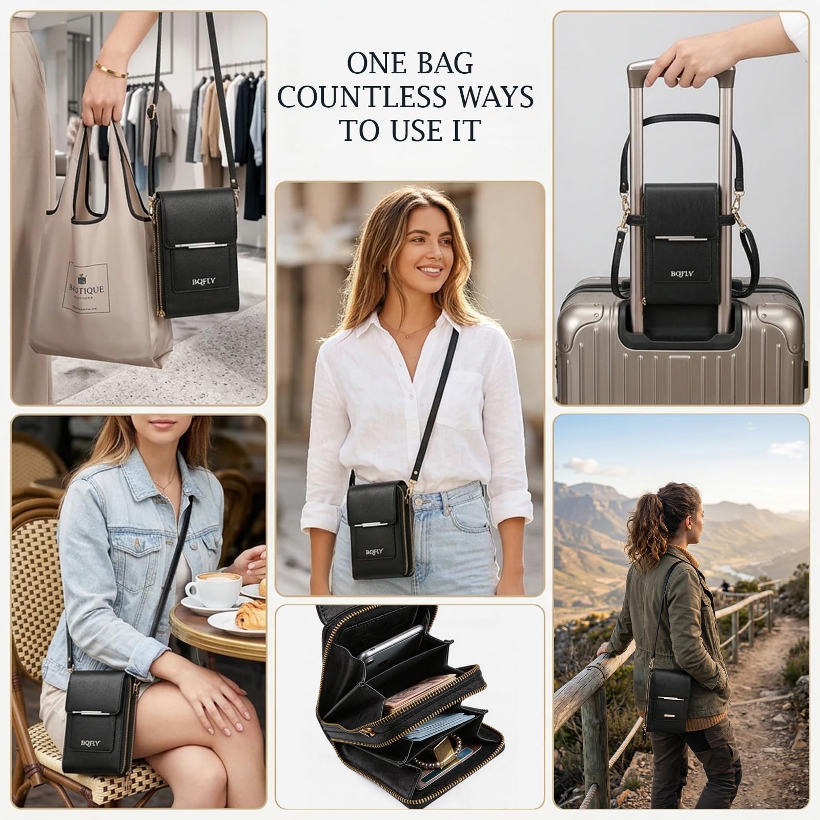 Borsa a tracolla per telefono in finta pelle piccola borsa da donna con cinturino touch screen portafoglio leggero compatto contiene carte