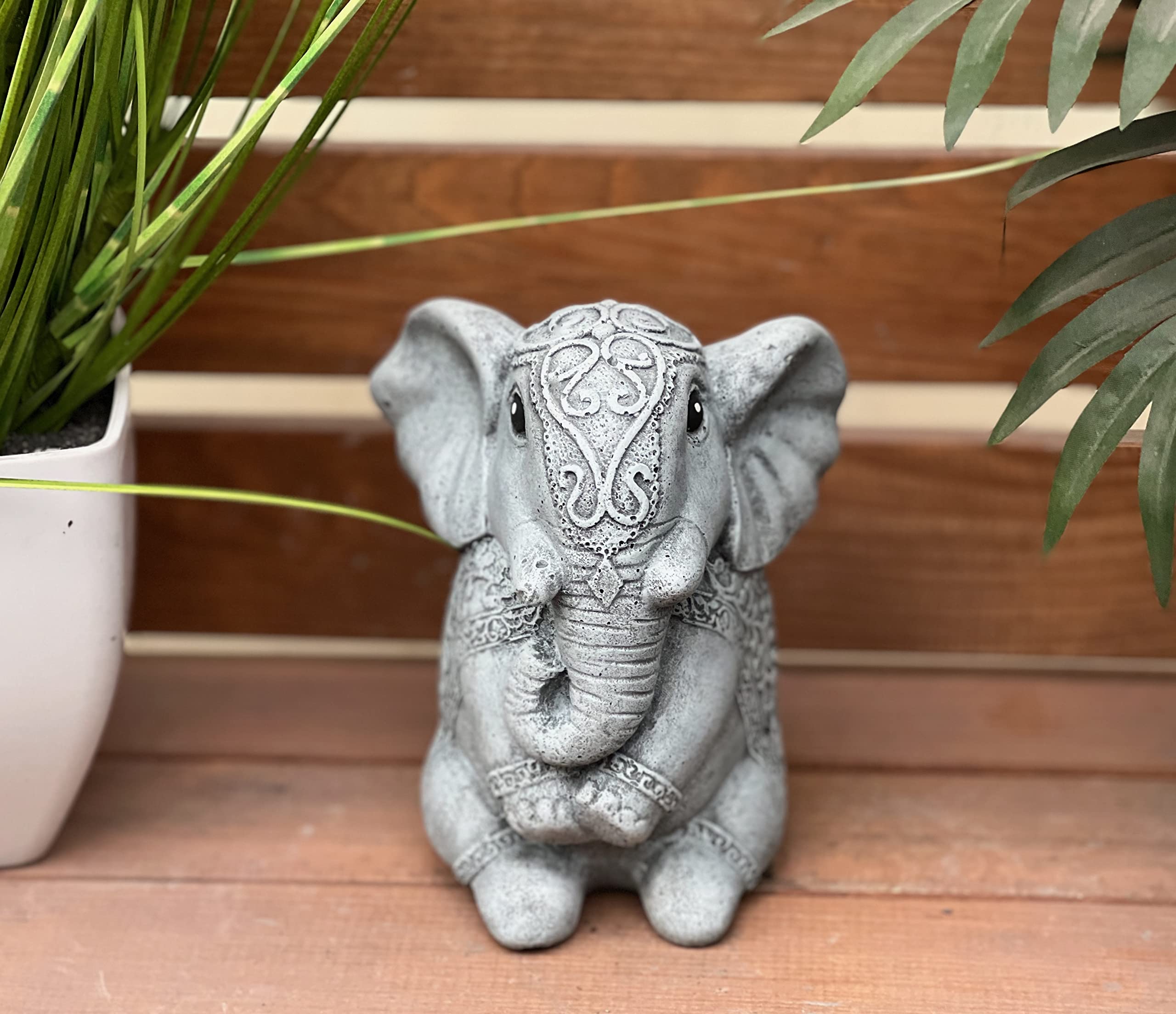 stoneandstyle Statuette éléphant indien en en pierre massif résistante au gel