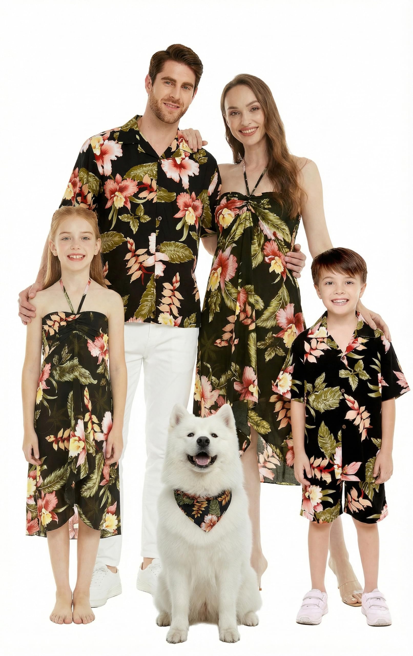 Family Matching Hawaiian Clothes, Black Rafelsia
