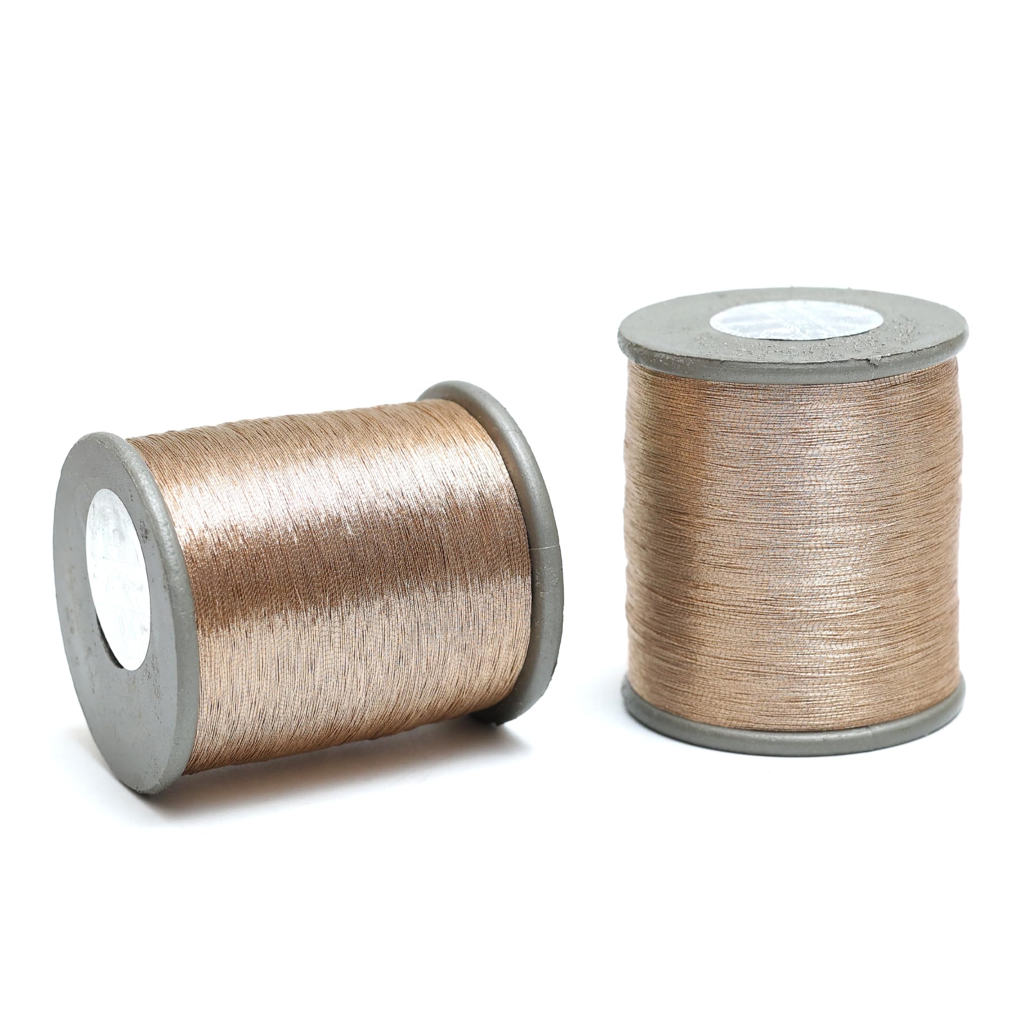 Embroiderymaterial Metallic Zari Thread for Embroidery, Sewing and Jewelry Making, Dull Gold Color, 0.1MM(Pack of 2 Roll)