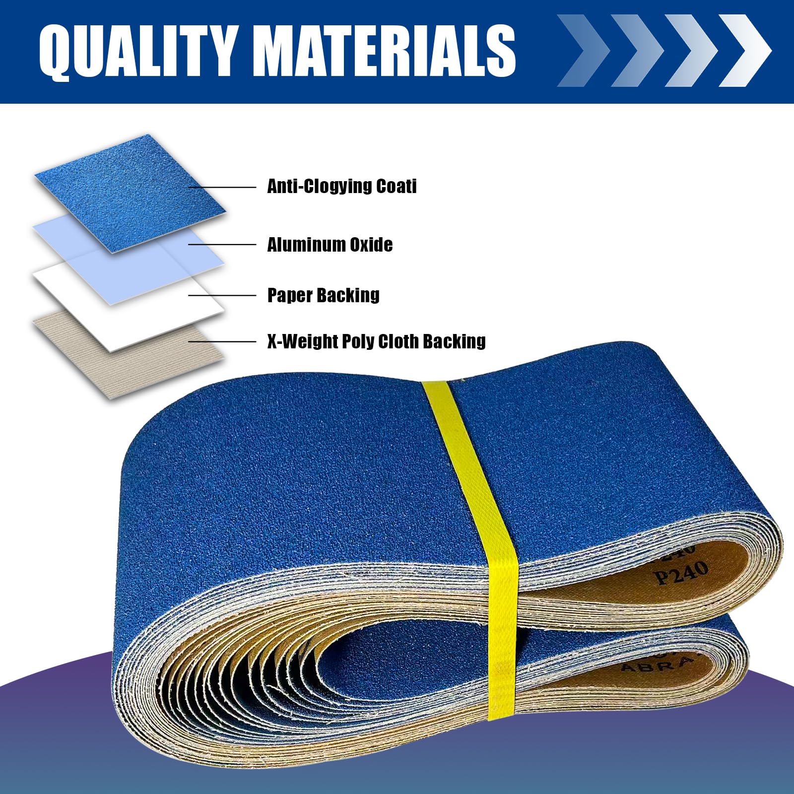 Bandas de lija de 150 x 1220 mm, 15 unidades, grano mixto P60/P80/P120/P180/P240 | Apto para lijadora de banda y lijadora de banda | Banda de lijado profesional para pulir madera metal eliminación de