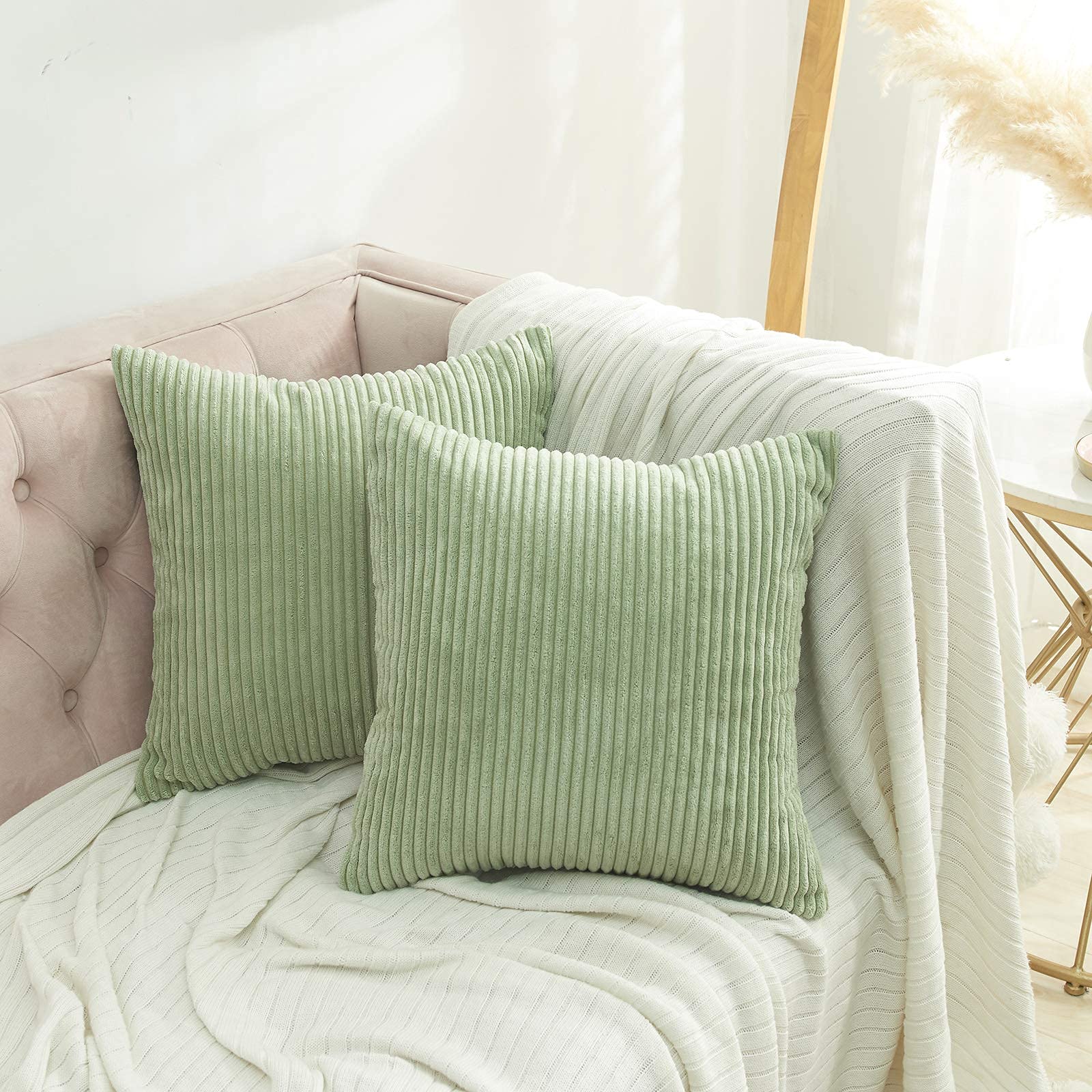Guffaw Corduroy Cushion Covers 24x24 inches for Sofa, Bed, Couch Chair, Large Size, Square Pillow Shams (SAGE Green, 3) (B0D5YSPFSR) Amazon Price History, Amazon Price Tracker