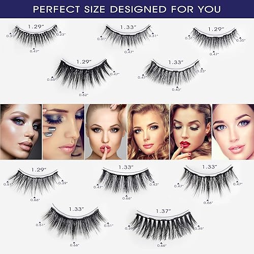 Miniatura 6 de Pestañas magnéticas con kit de delineador de ojos, pestañas magnéticas de aspecto natural, mejoradas de larga duración, 10 pares de pestañas