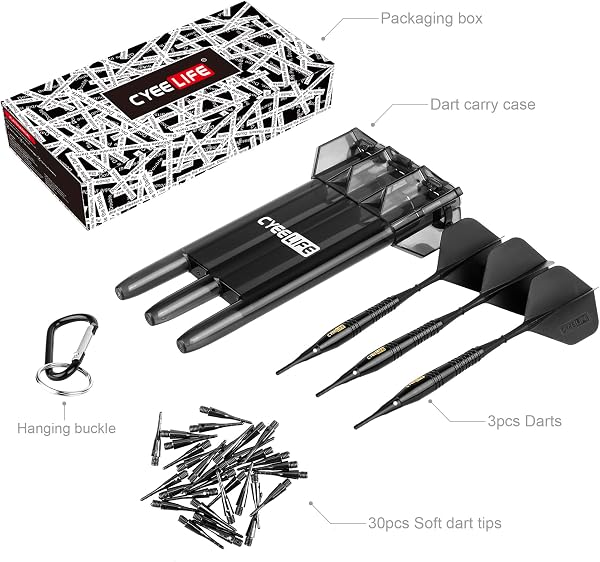 CyeeLife Dardos de Plastico 18 Gramos,Caja de Almacenamiento de 6 Colores y Consejos de reemplazo - 2