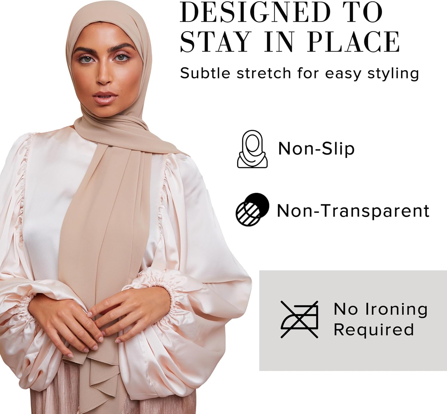 VOILE CHIC Non-Slip Premium Chiffon Hijab Scarf for Women - Lightweight Head Scarf Wrap for Full Coverage and All Day Comfort - Image 3