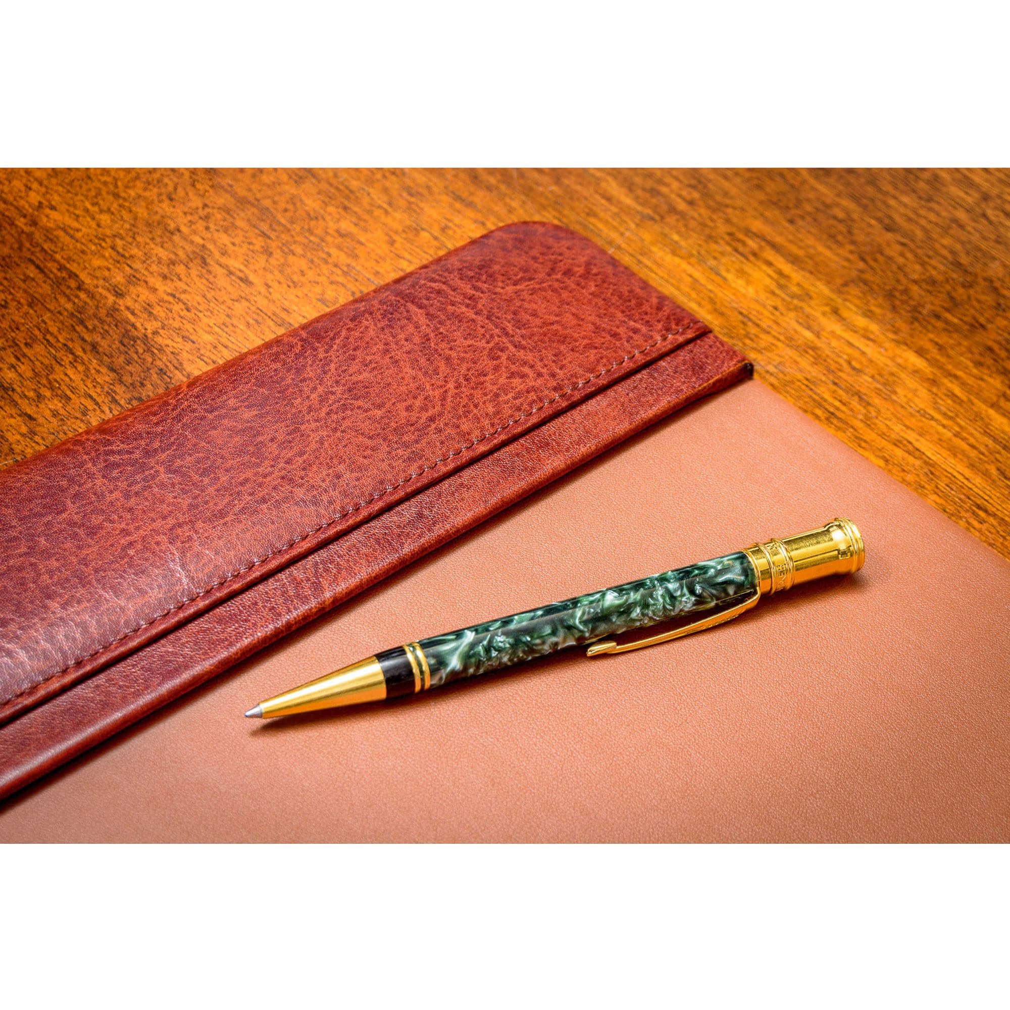 Dacasso Schreibunterlage aus Leder mit Seitenschienen, 64,8 x 43,8 cm, Mokka-Leder