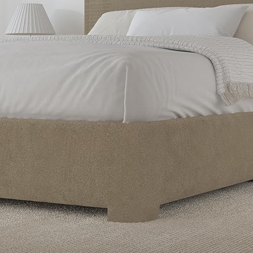 Miniatura 5 de BarnFurin Base de cama individual con cabecero, cama de plataforma tapizada Cloud Boucle, esquinas redondeadas suaves, no necesita somier,