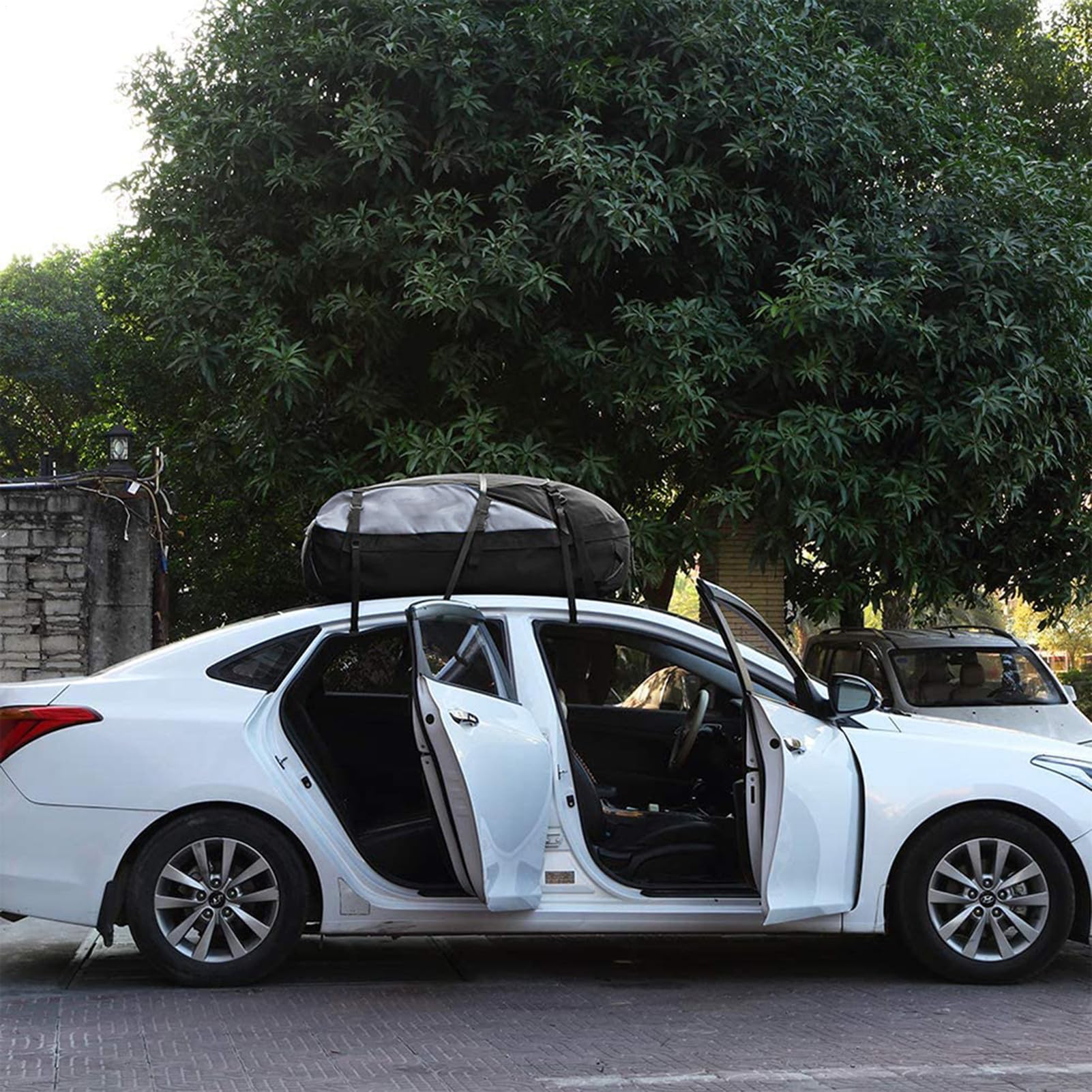Portapacchi da tetto per auto - Borsa per bagagli morbida e impermeabile | superiore pieghevole | Borsa da tetto in tessuto Oxford resistente 600D per auto, furgoni, SUV, viaggi all'aperto,
