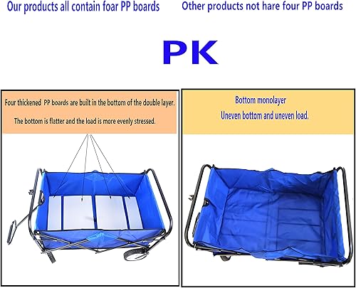 Miniatura 4 de Carro plegable para exteriores, carrito de compras plegable para jardín, con asas ajustables y portavasos para compras y picnic en el parque,