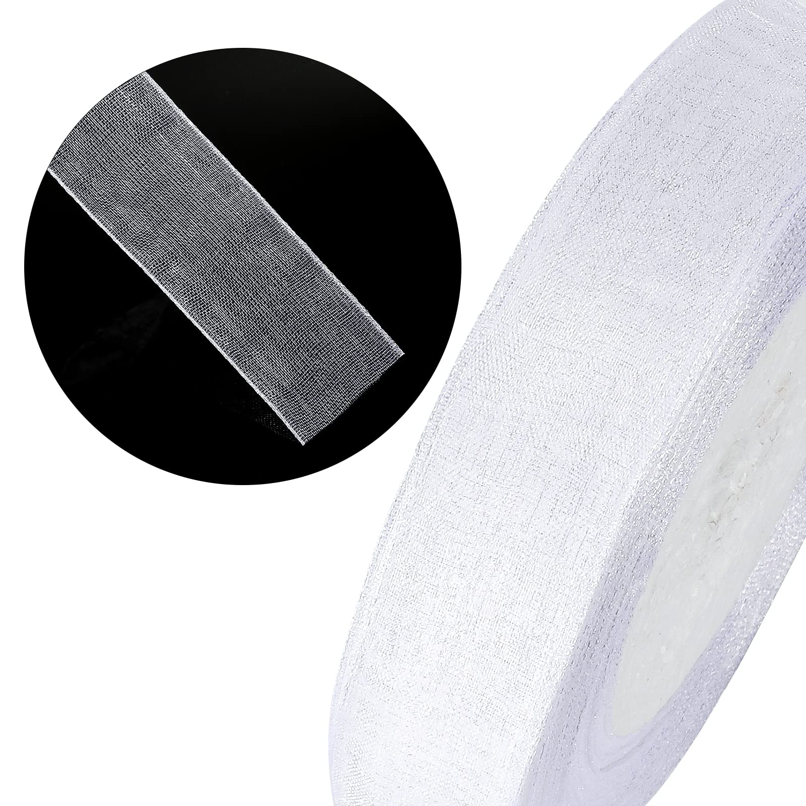 jijAcraft 20mm White Organza Ribbon: 45m Sheer Organza Chiffon Ribbons Craft Ribbons Gift Wrapping Ribbon for Weddings Crafts Gift Bows Party Christmas Decorations - Image 3