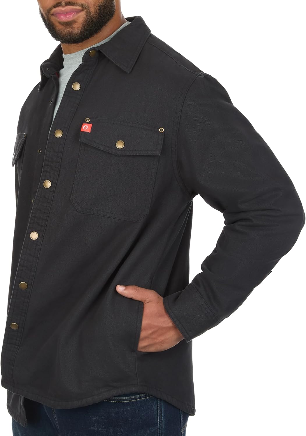 The American Outdoorsman Polar Fleece Lined Canvas Shirt Jacket for Men - Features Double Chest & Lined Hand Warmer Pockets