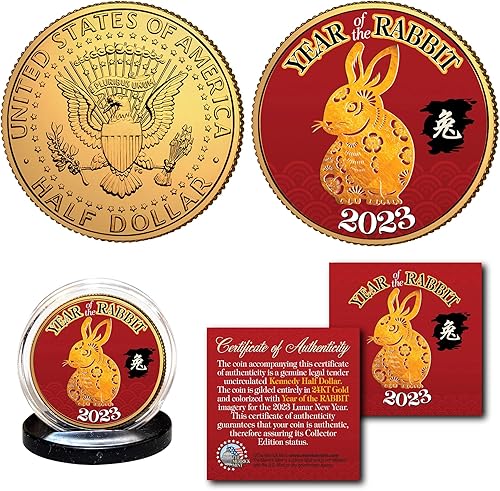 Moneda de medio dólar JFK Kennedy bañada en oro de 24 quilates con cápsula y certificado 2023