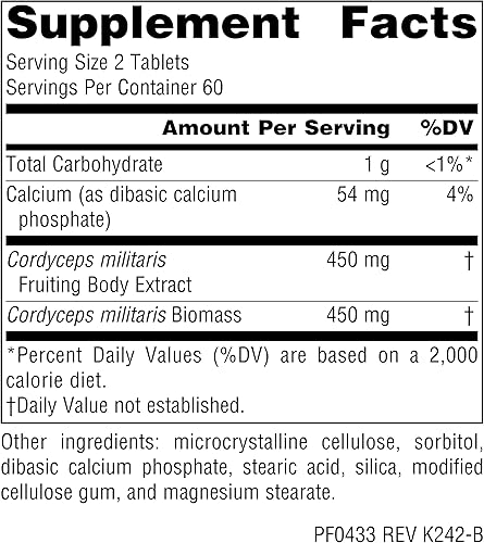 Miniatura 2 de Planetary Herbals Cordyceps 450 Espectro completo, tónico chino para resistencia
