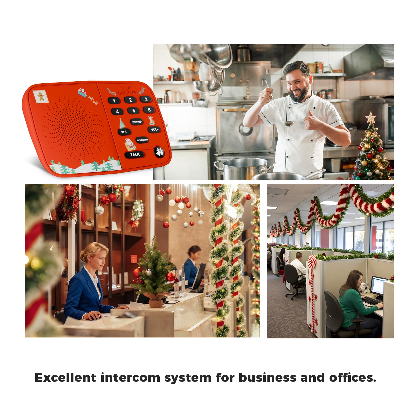 Hosmart UltraSpeak - Intercomunicadores inalámbricos para el hogar, edición navideña 2025, sistema de intercomunicación para uso doméstico, sistema de intercomunicación de sonido claro para negocios