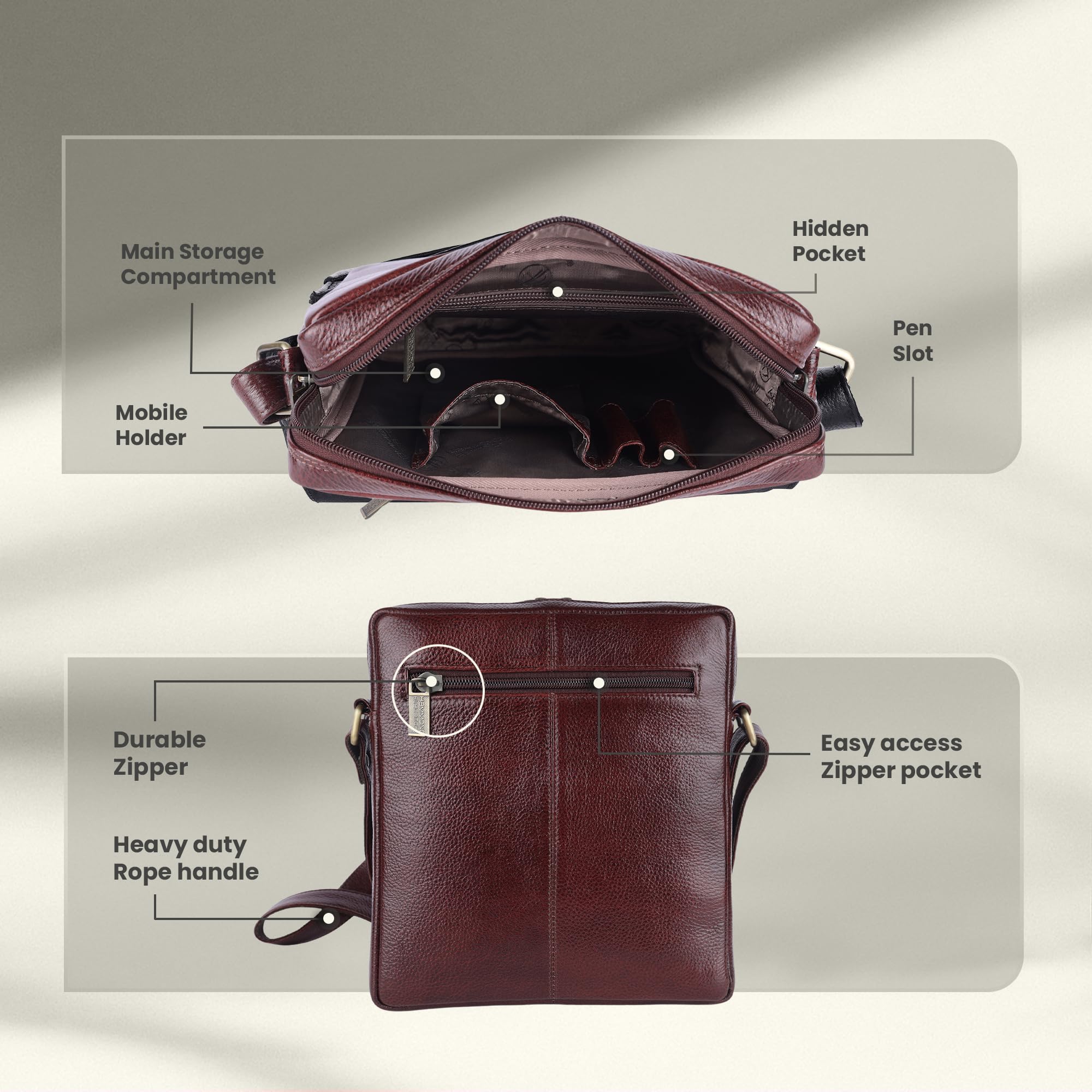 HAMMONDS FLYCATCHER Unisex Sling Bag (Brown) - Image 5 thumbnail